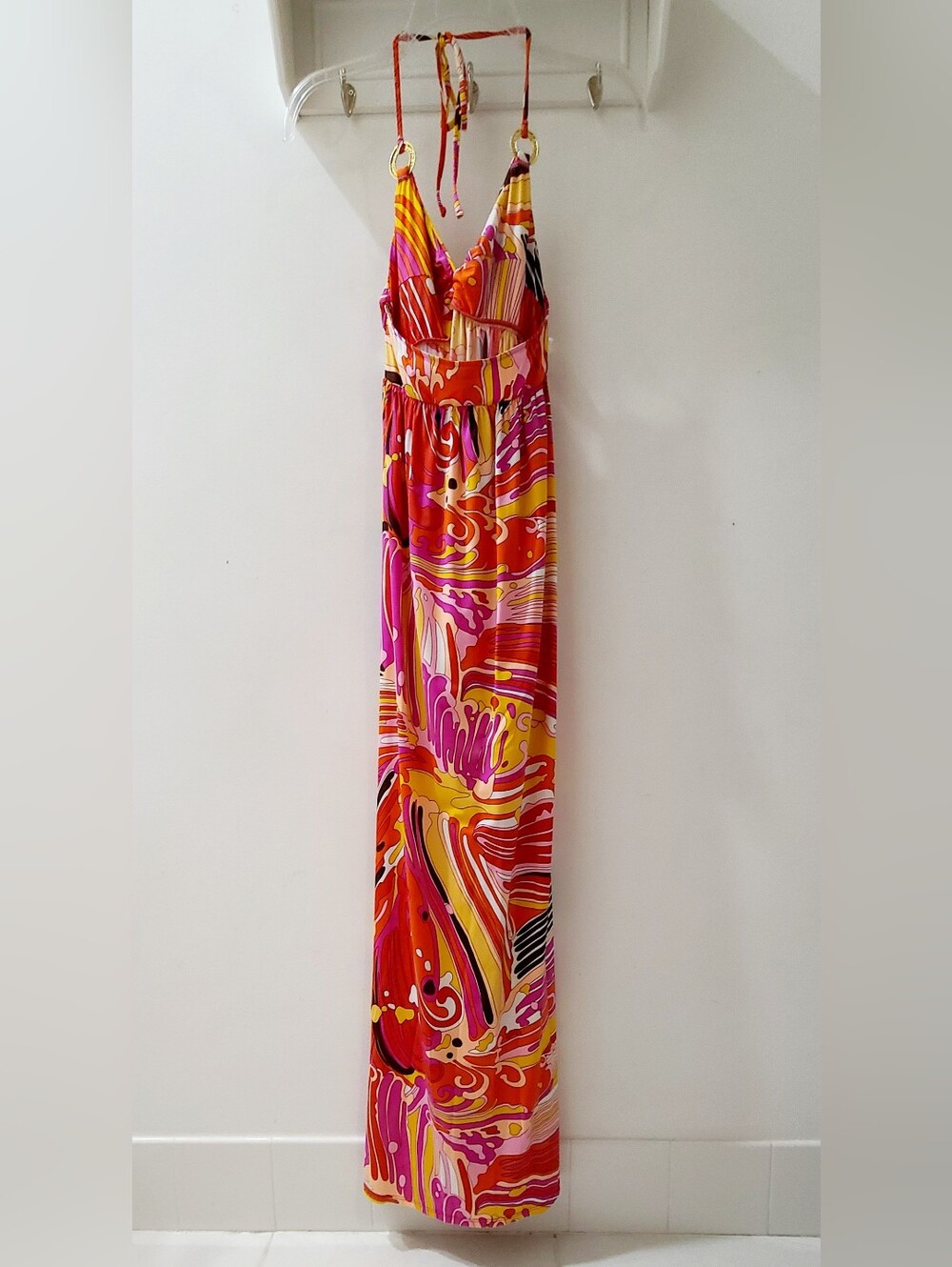 Trina Turk "Bali Waves" Cover-up Maxi Dress Pink Multi Sz XS - Picture 5 of 9
